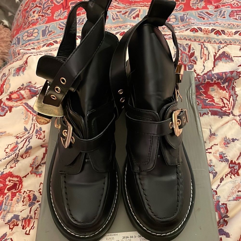 Cutout black ankle boots